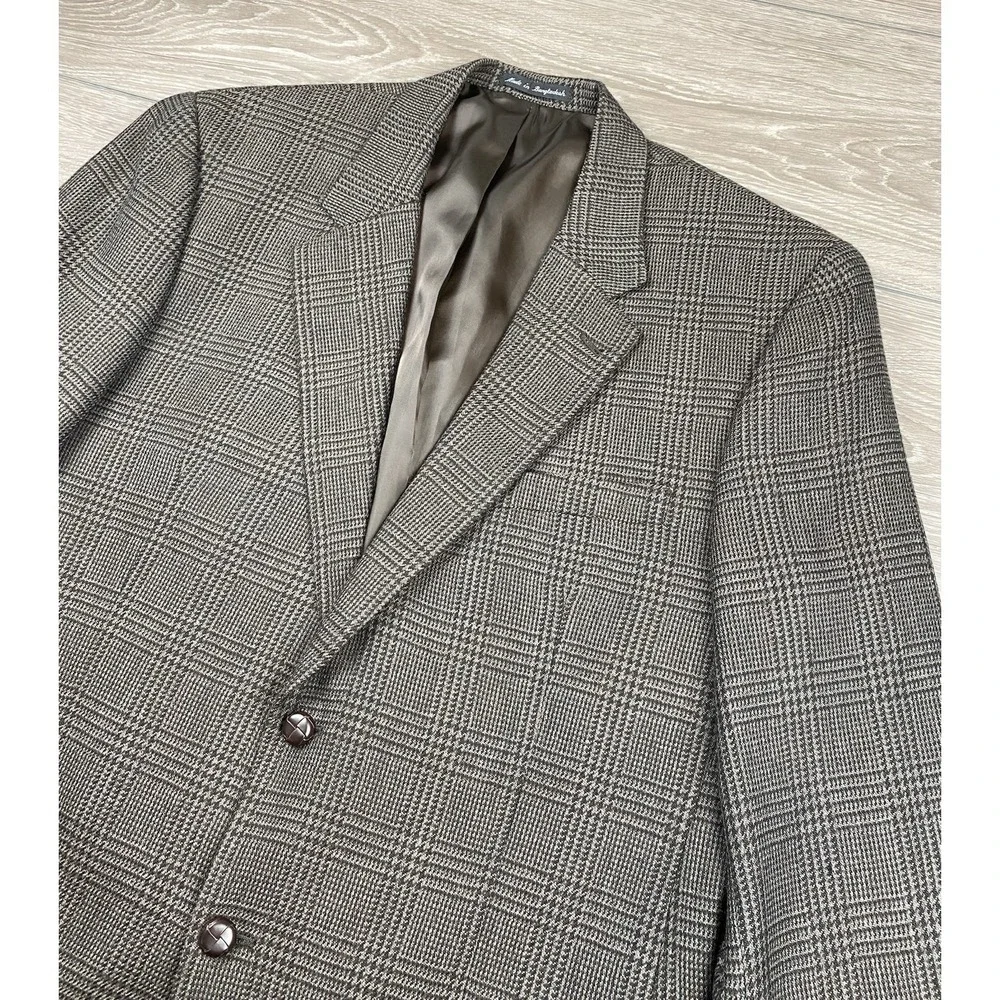 Savile Row Men's‎ Houndstooth 2 Button Sports Coat Brown Size 44